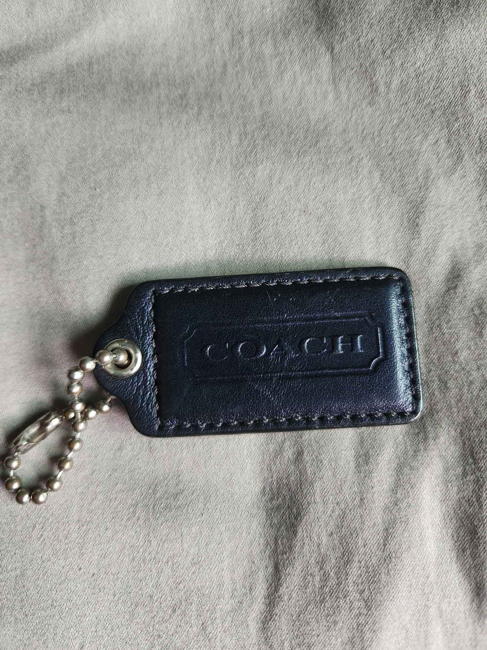 Coach Leather Bag Tag in Black 2 inch